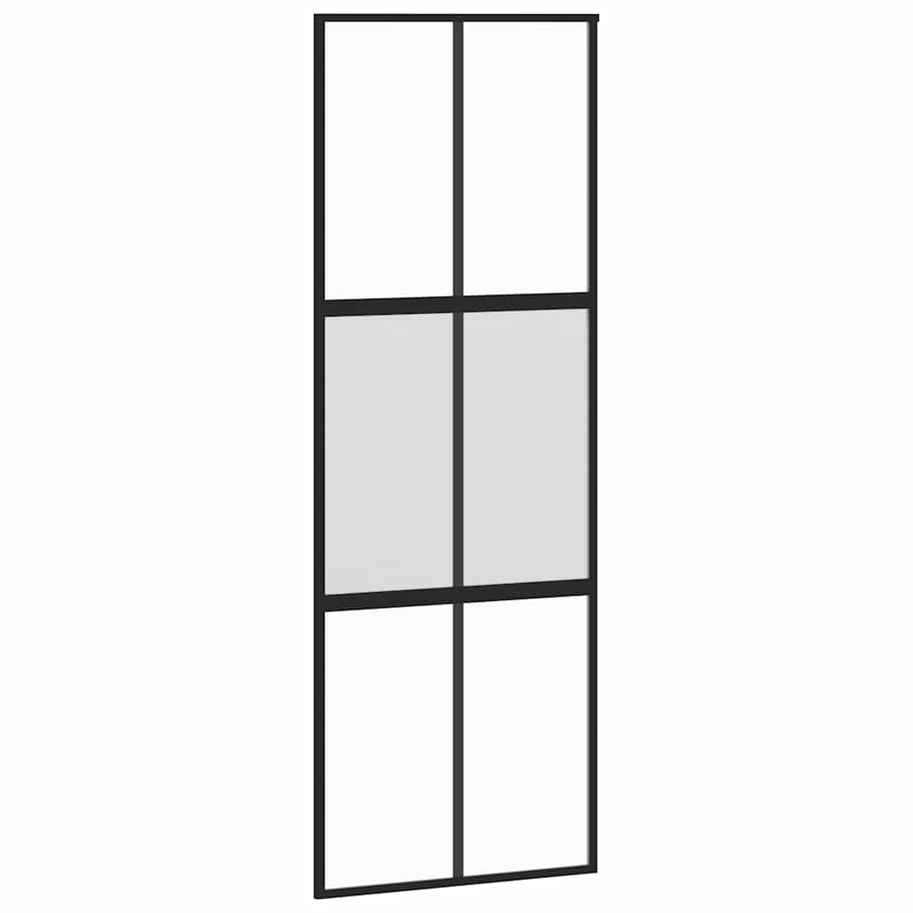 Porta Scorrevole Set Ferramenta Nera 76x205 cm Vetro Temperato | homemem39