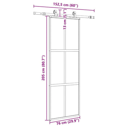 Porta Scorrevole Set Ferramenta Nera 76x205 cm Vetro Temperato | homemem39