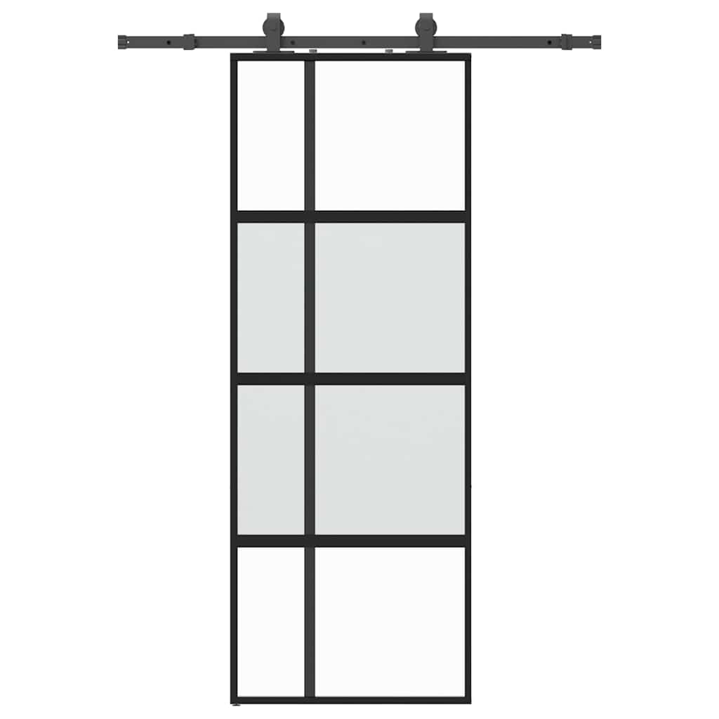 Porta Scorrevole Set Ferramenta Nera 76x205 cm Vetro Temperato | homemem39