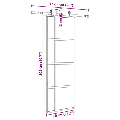 Porta Scorrevole Set Ferramenta Nera 76x205 cm Vetro Temperato | homemem39