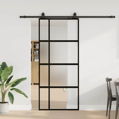 Porta Scorrevole Set Ferramenta Nera 90x205 cm Vetro Temperato | homemem39