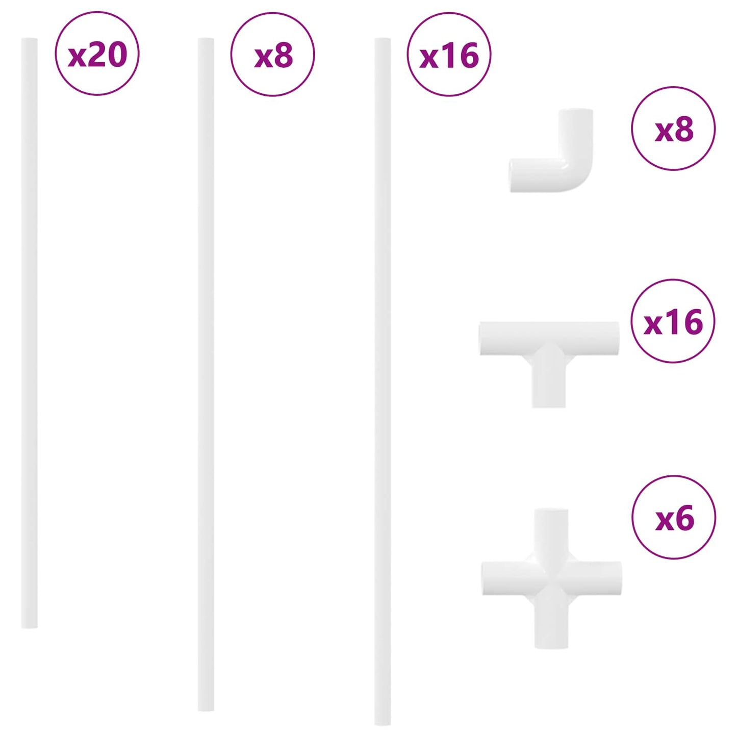 Tubo PVC 2 pcs Bianco 12,2 x 1,8 x 500 mm Mterialpp e PE