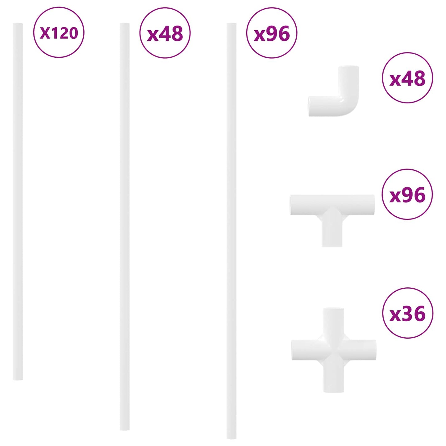Tubo PVC 12 pcs Bianco 12,2 x 1,8 x 500 mm Mterialpp e PE