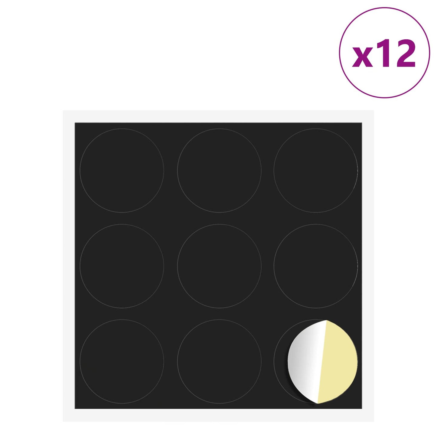 Copertura Vite Adesiva 12 pcs Nero Ø 20 x 0,5 mm