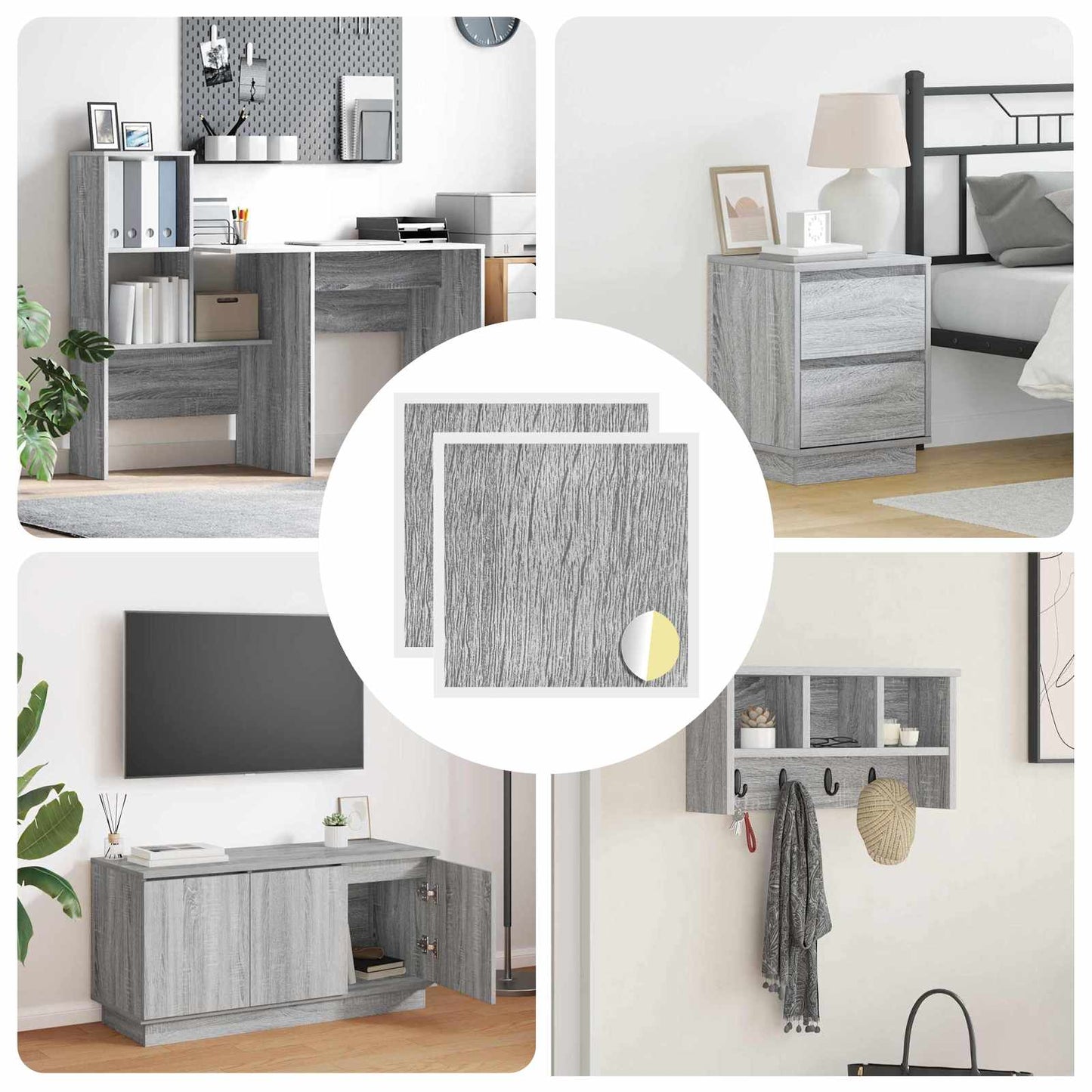 Copertura Vite Adesiva 2 pcs Grigio Sonoma Ø 20 x 0,5 mm