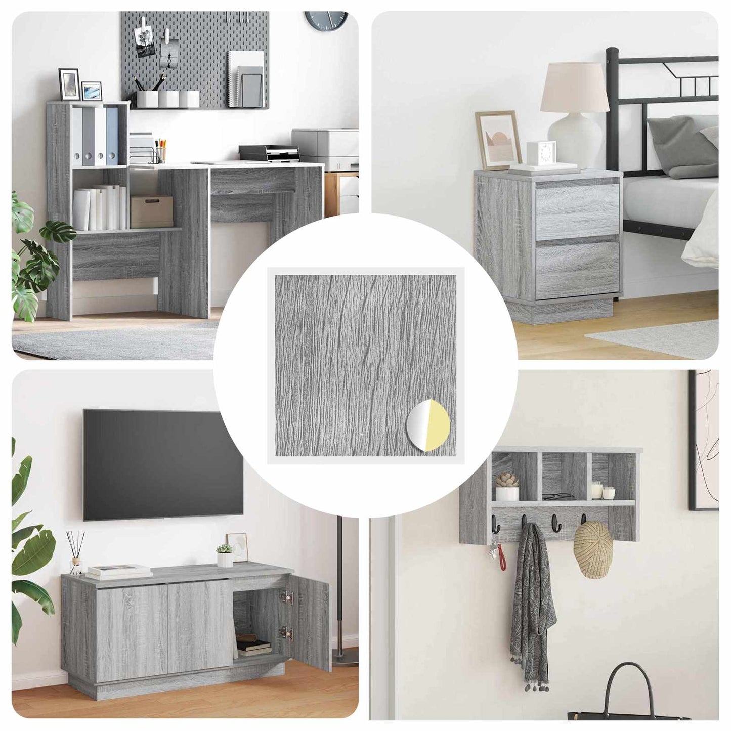 Copertura Vite Adesiva 12 pcs Grigio Sonoma Ø 20 x 0,5 mm