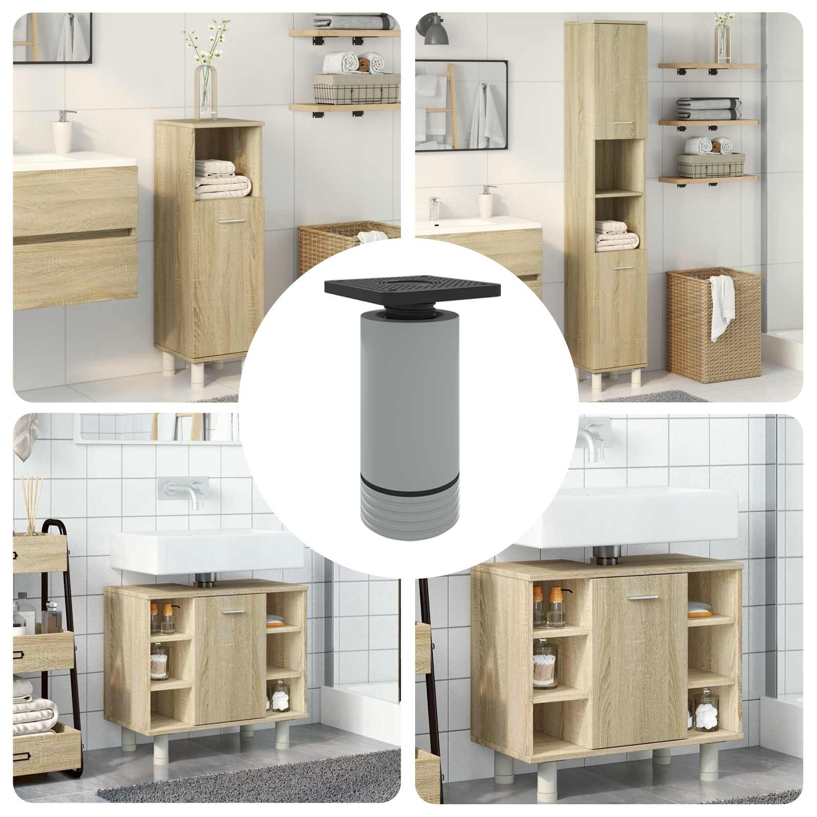 Piedini per mobili Regolabile 12 pcs Bianco 64 x 64 x 100 mm PP | homemem39