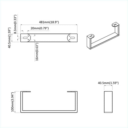 Piedini per mobili 12 pcs Nero 481 x 40,5 x 100 mm Ferro | homemem39