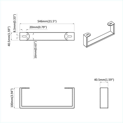 Piedini per mobili 2 pcs Nero 546 x 40,5 x 100 mm Ferro