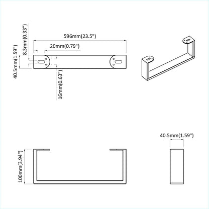 Piedini per mobili 2 pcs Nero 596 x 40,5 x 100 mm Ferro
