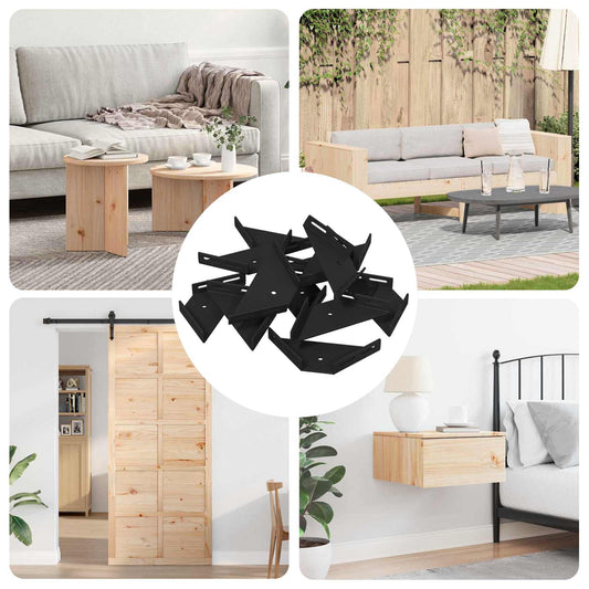 Staffa Angolare 12 pcs Nero 138,5 x 50,5 x 16 mm Ferro