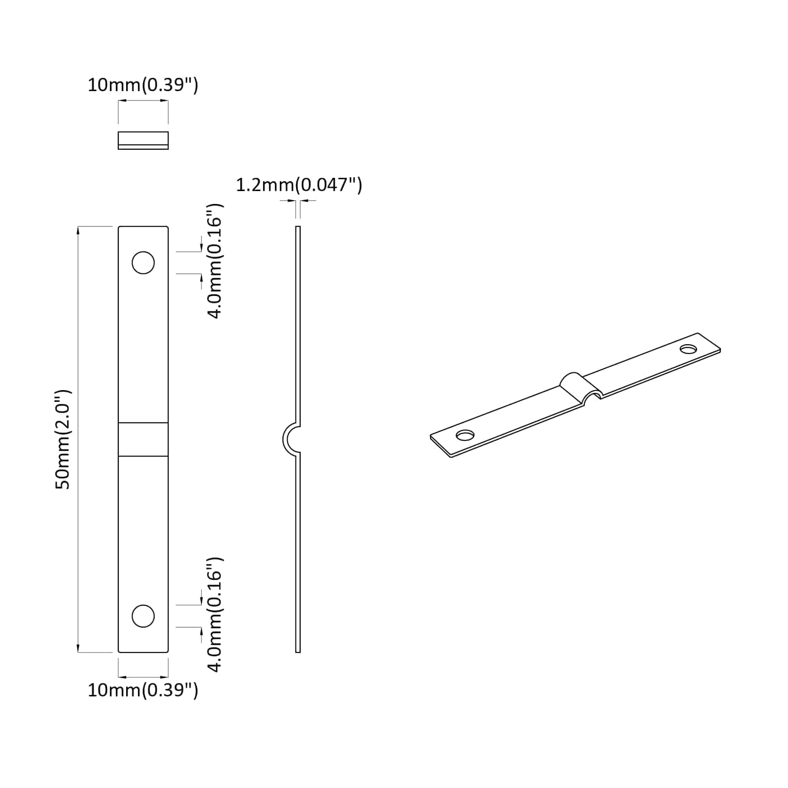 Piastra di impatto 12 pcs Argento 50 x 10 x 1,2 mm Ferro | homemem39