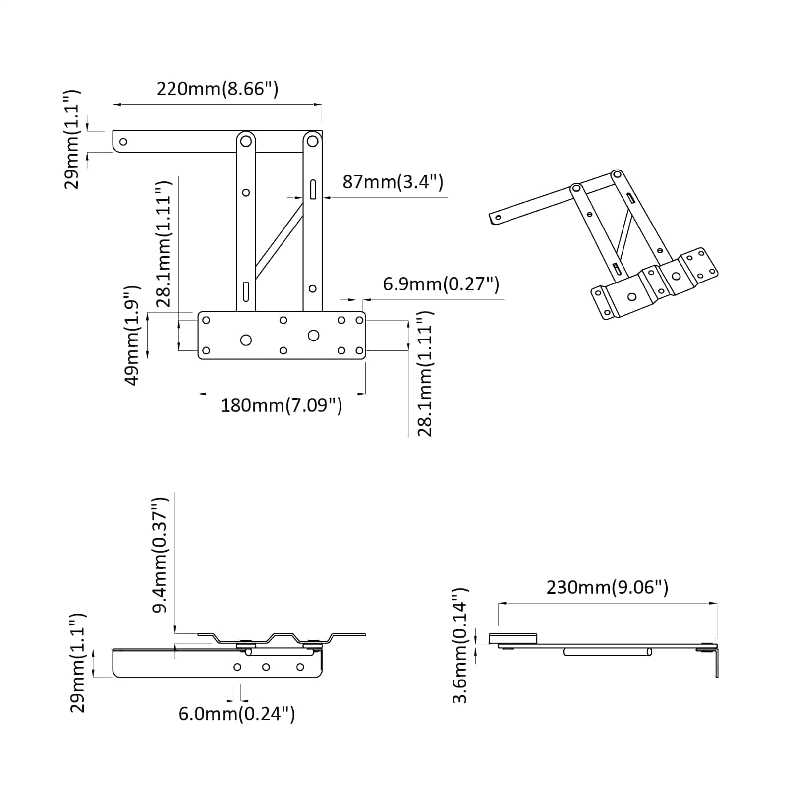 Meccanismo di Sollevamento per Letto 12 pcs Nero Ferro | homemem39