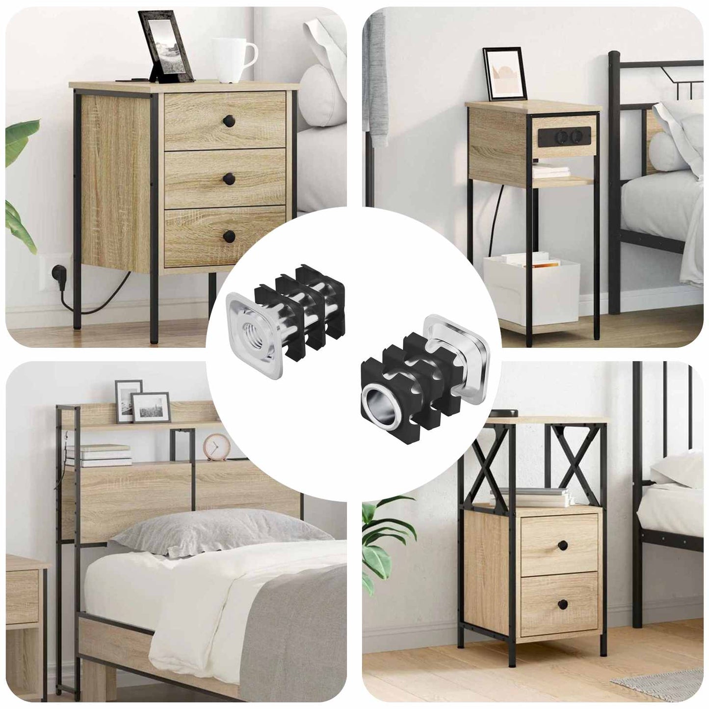 Inserto per tubo filettato 2 pcs Nero e Argento Acciaio zincato | homemem39