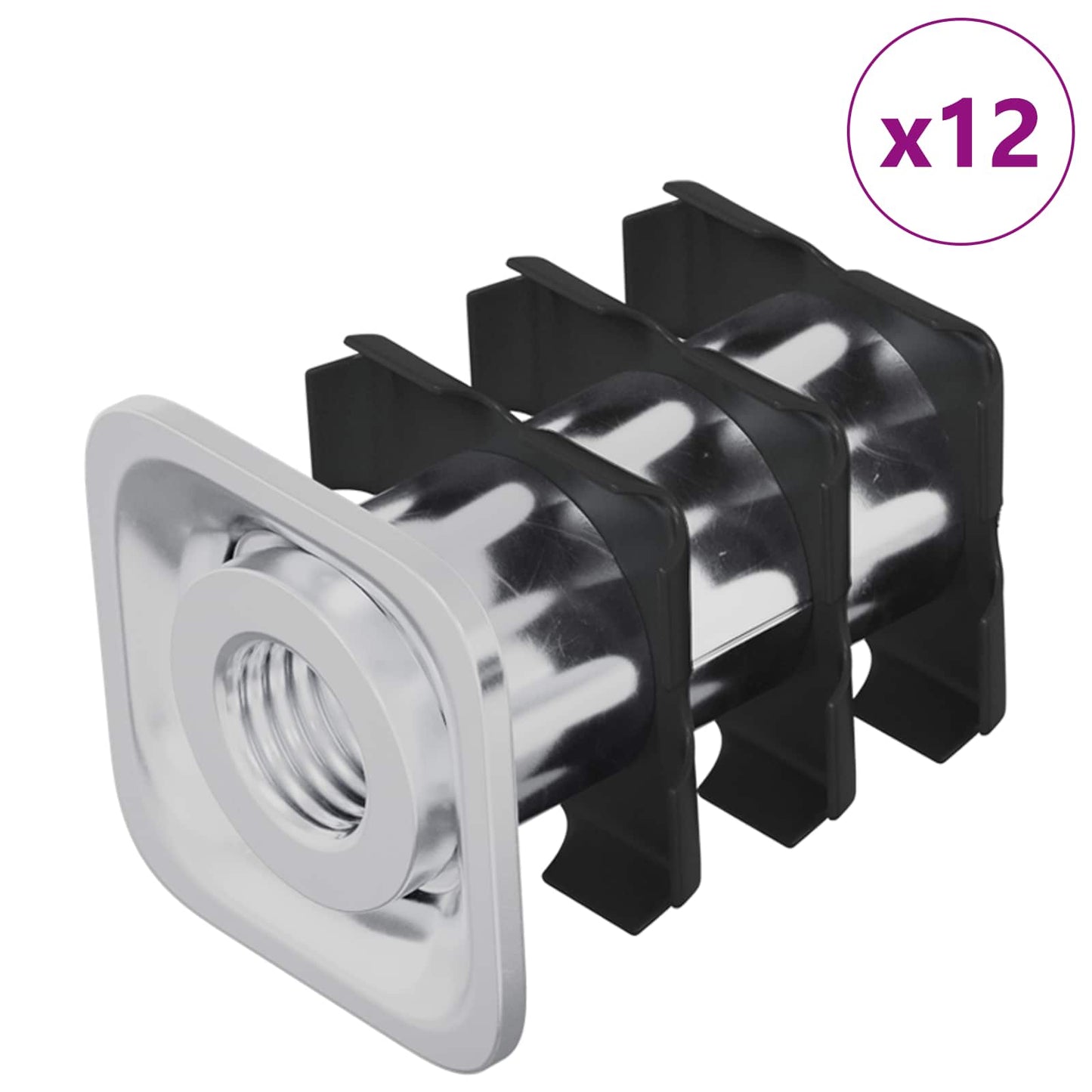 Inserto per tubo filettato 12 pcs Nero e Argento | homemem39