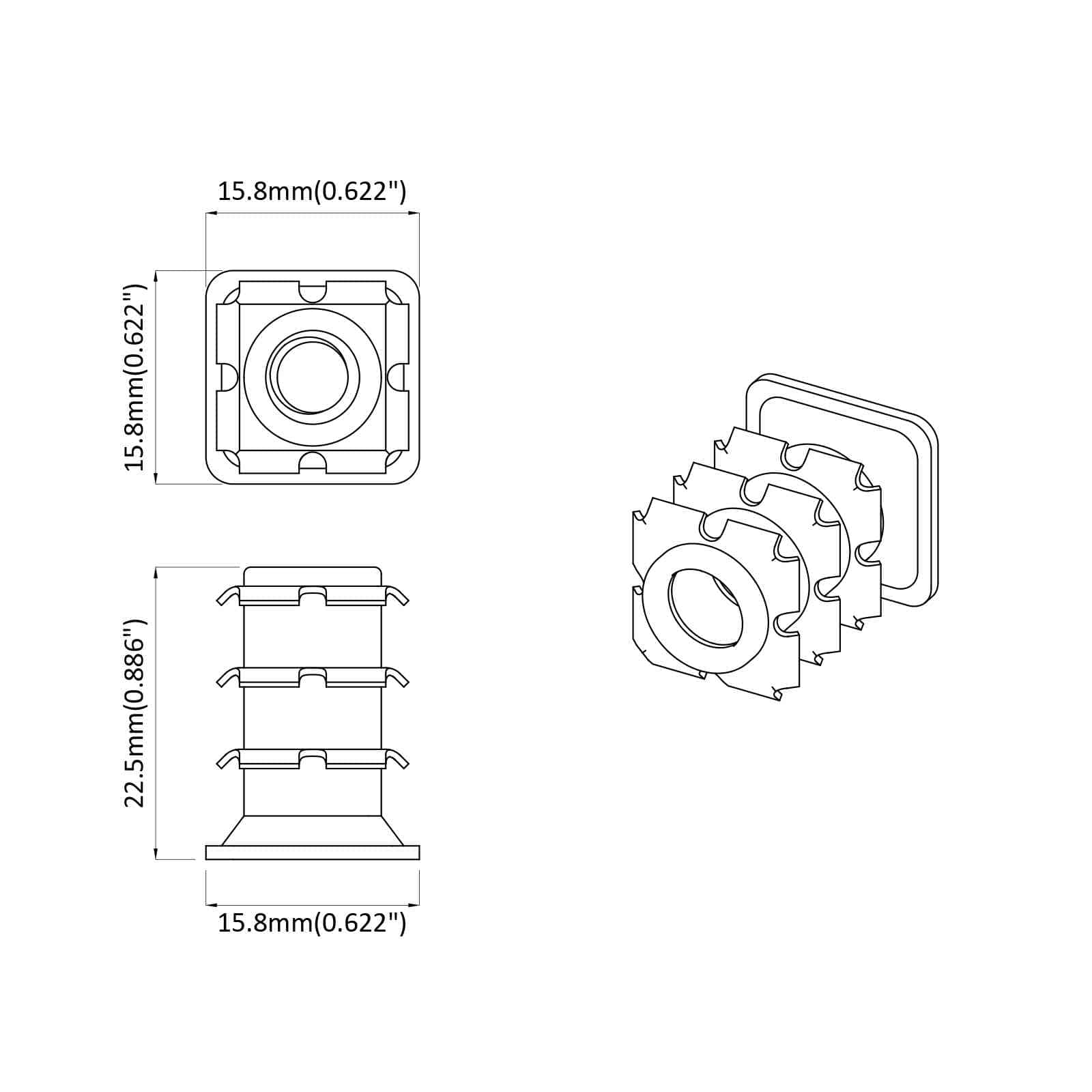 Inserto per tubo filettato 1818 pcs Nero e Argento | homemem39