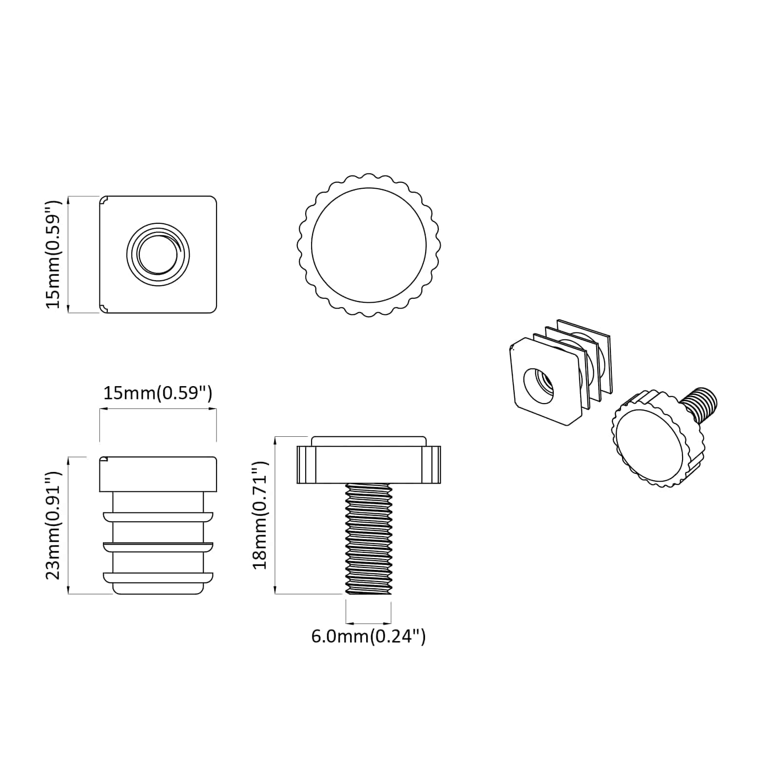 Livellatori per Mobili Regolabile 2 pcs Nero M6 PP | homemem39
