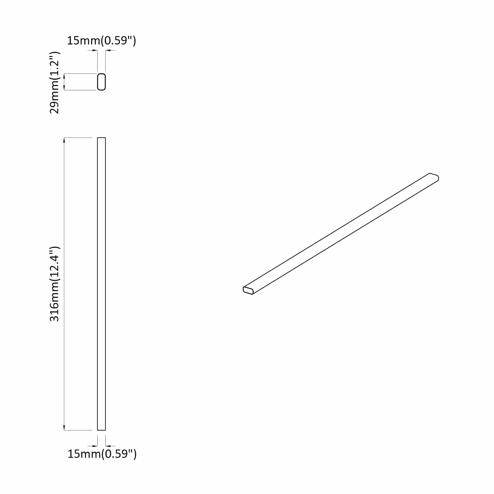 Asta per armadio 2 pcs Argento 316 x 15 x 29 mm | homemem39