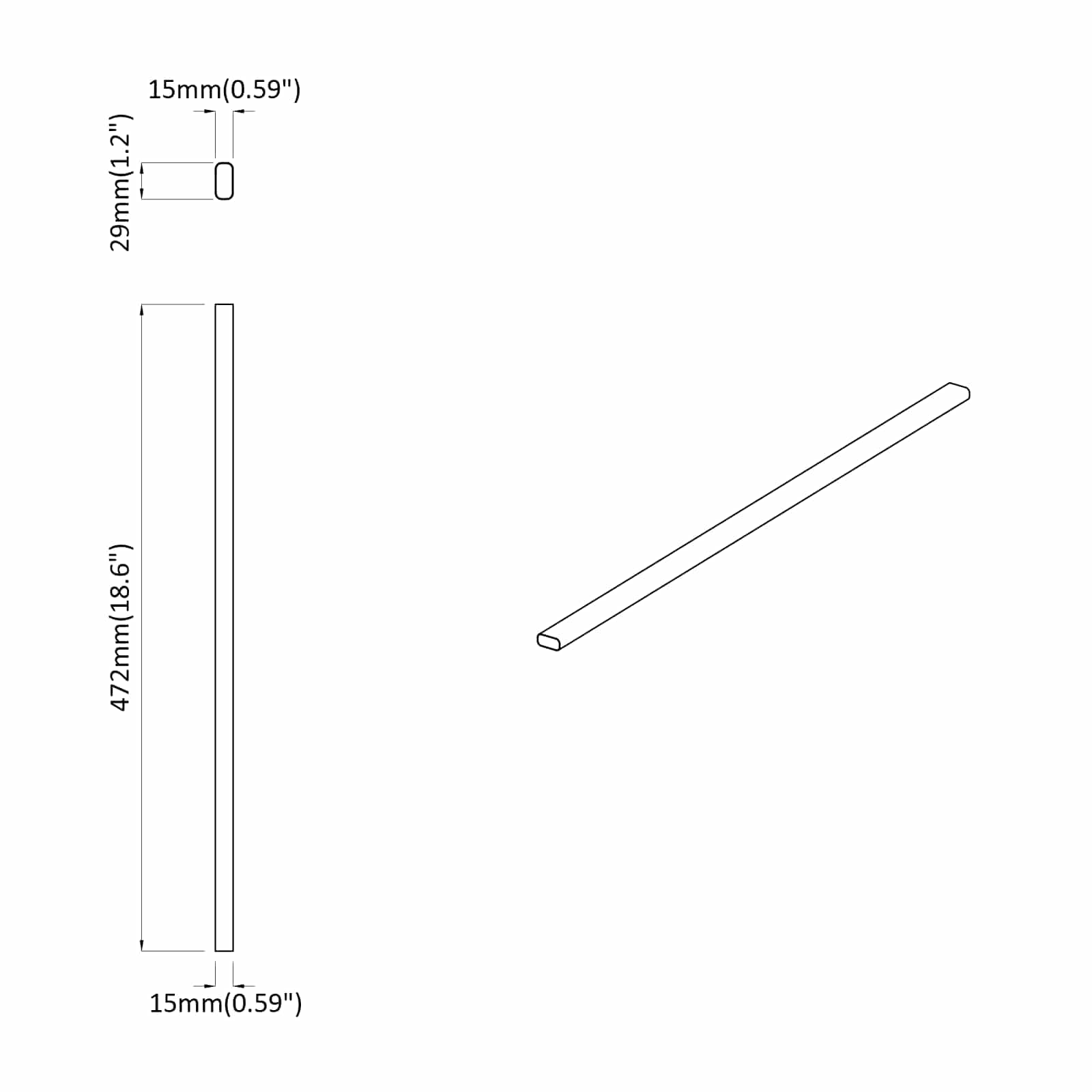 Asta per armadio 2 pcs Argento 472 x 15 x 29 mm | homemem39