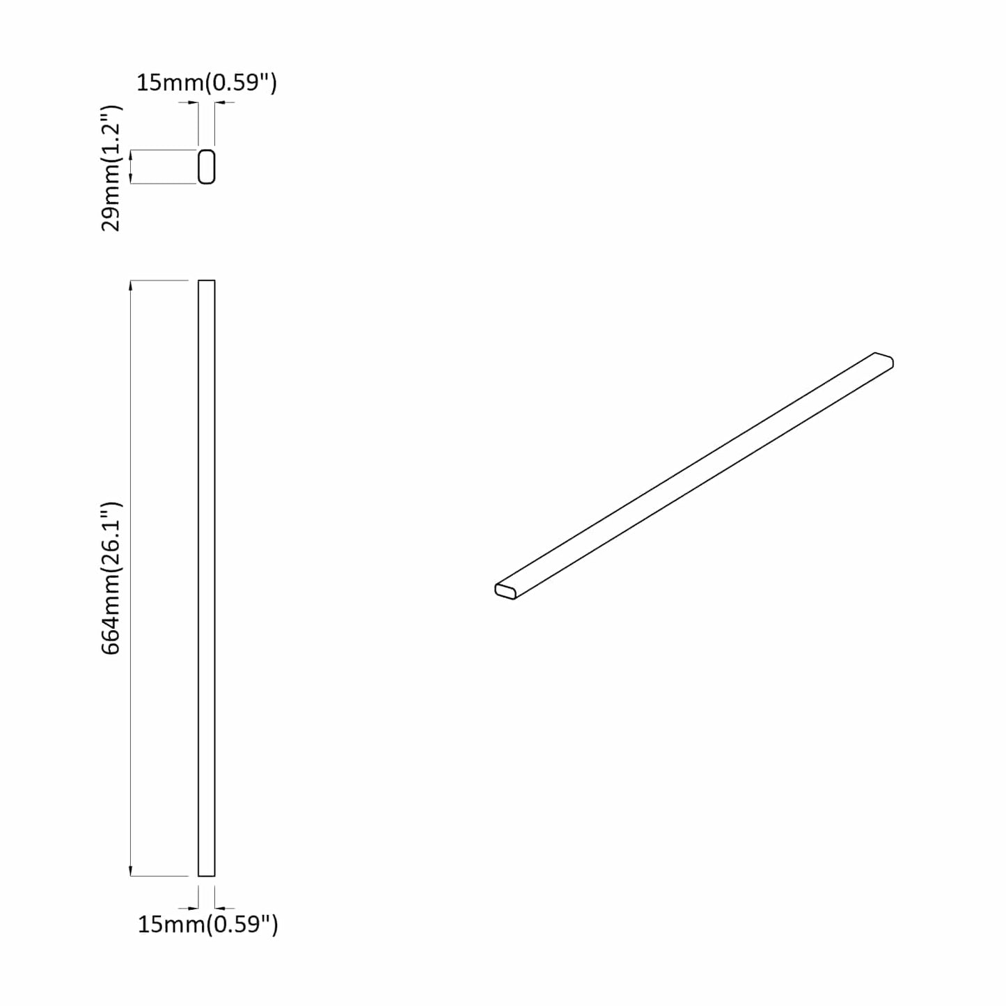 Asta per armadio 12 pcs Argento 664 x 15 x 29 mm | homemem39