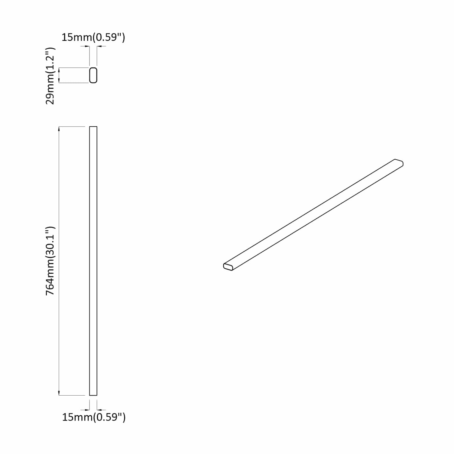 Asta per armadio 12 pcs Argento 764 x 15 x 29 mm