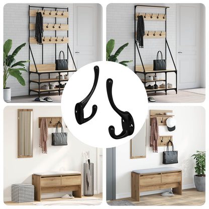 Gancio per vestiti 2 pcs Nero 102 x 29 x 47mm Lega di Zinco