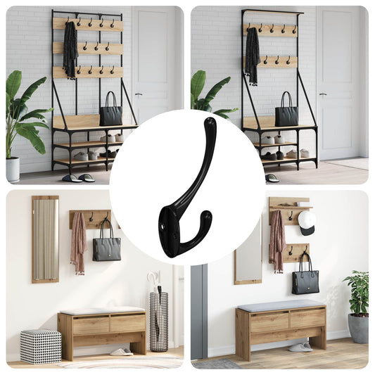 Gancio per vestiti 12 pcs Nero 102 x 29 x 47mm Lega di Zinco
