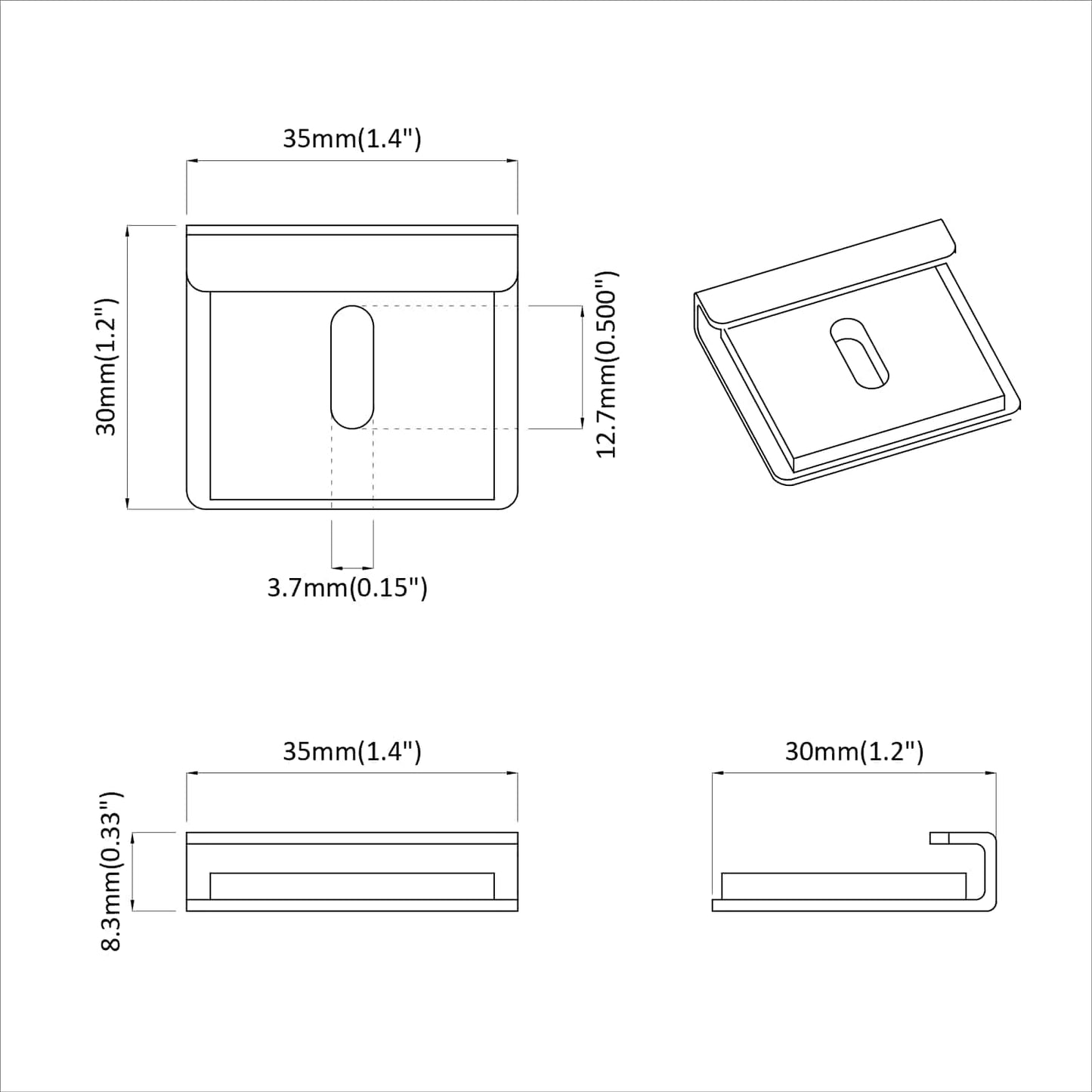 Supporto per Specchio 12 pcs Nichel 35 x 30 x 8,3 mm Acciaio