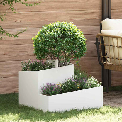 Vaso da giardino Bianco 60 x 60 x 50 cm Acciaio