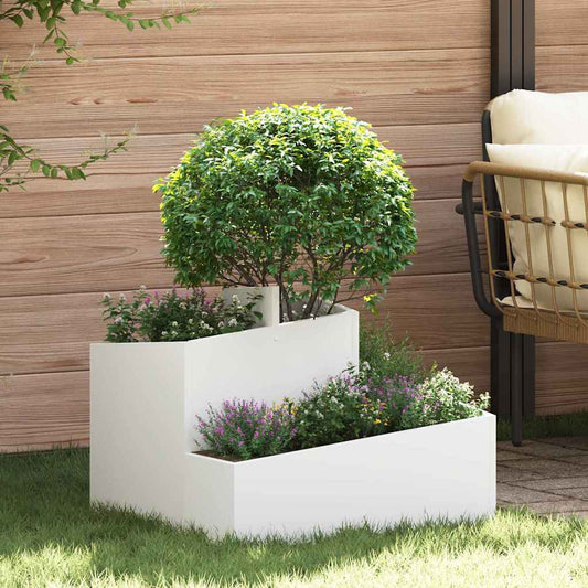 Vaso da giardino Bianco 60 x 60 x 50 cm Acciaio