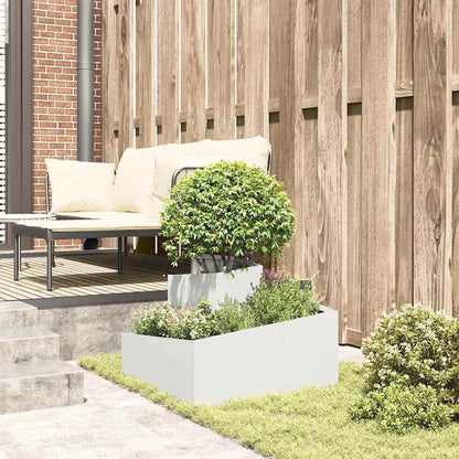 Vaso da giardino Bianco 60 x 60 x 50 cm Acciaio