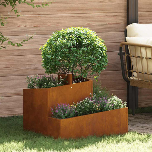 Vaso da giardino Marrone 60 x 60 x 50 cm acciaio corten