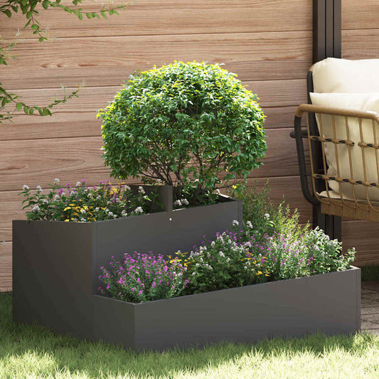Vaso da giardino Nero 80 x 80 x 50 cm Acciaio laminato a freddo