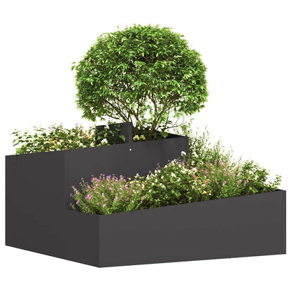 Vaso da giardino Nero 80 x 80 x 50 cm Acciaio laminato a freddo