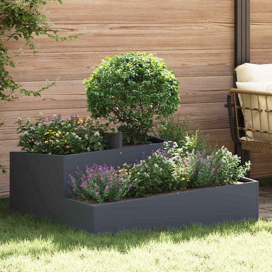 Vaso da giardino Antracite 100 x 100 x 50 cm Acciaio
