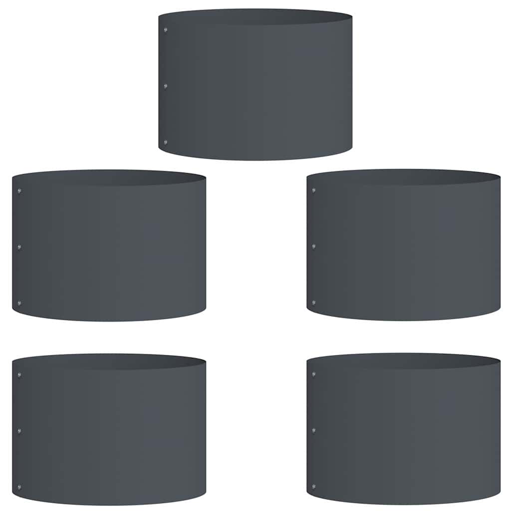 Vasi da giardino 5 pcs Antracite 30 x 30 x 20 cm Acciaio