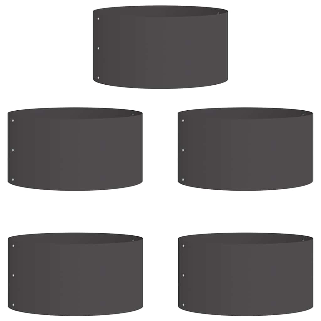 Vasi da giardino 5 pcs Nero 40 x 40 x 20 cm Acciaio