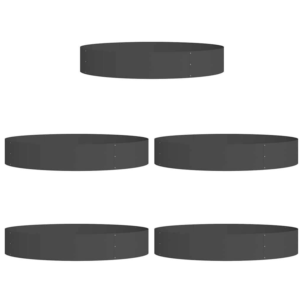 Vasi da giardino 5 pcs Nero 120 x 120 x 20 cm Acciaio