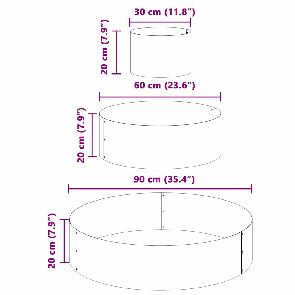 Vaso da giardino Argento 90 x 90 x 20 cm Acciaio zincato