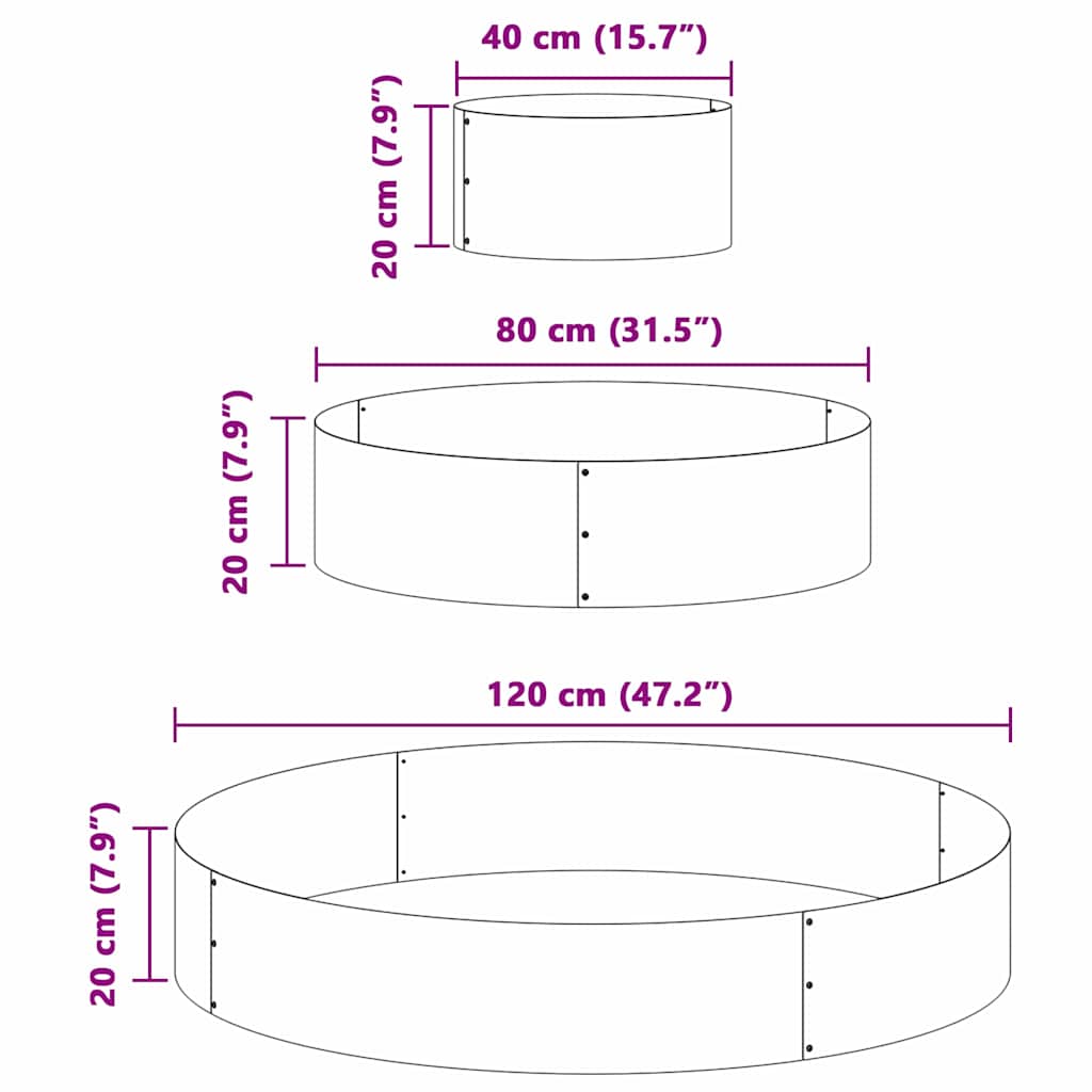 Vaso da giardino Bianco 120 x 120 x 20 cm Acciaio
