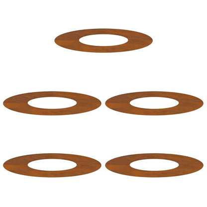 Anelli di Albero Piatto 5 pcs Marrone Ø30 / 60 cm acciaio corten