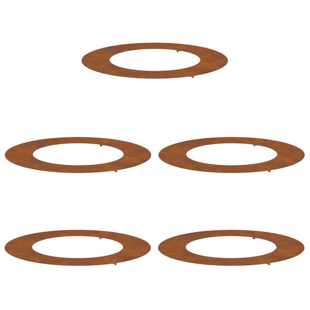 Anelli di Albero Piatto 5 pcs Marrone Ø50 / 80 cm acciaio corten