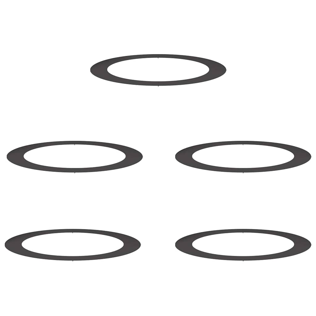Anelli di Albero Piatto 5 pcs Nero Ø90 / 120 cm Acciaio