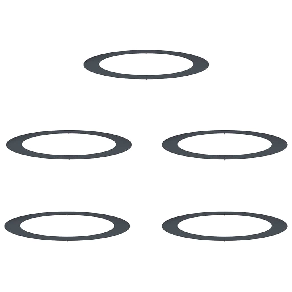 Anelli di Albero Piatto 5 pcs Antracite Ø90 / 120 cm Acciaio