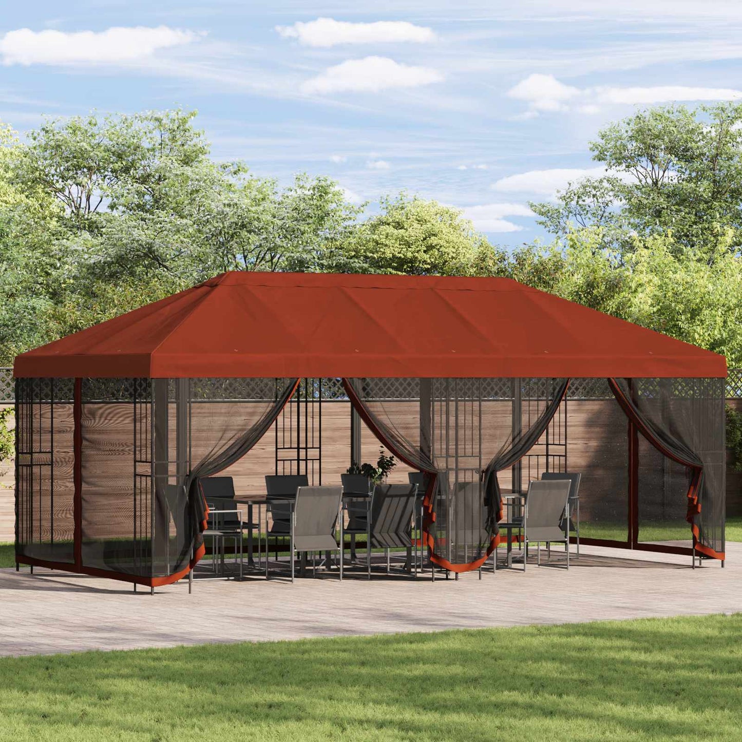 Gazebo con pareti laterali 6 x 3 m Terracotta
