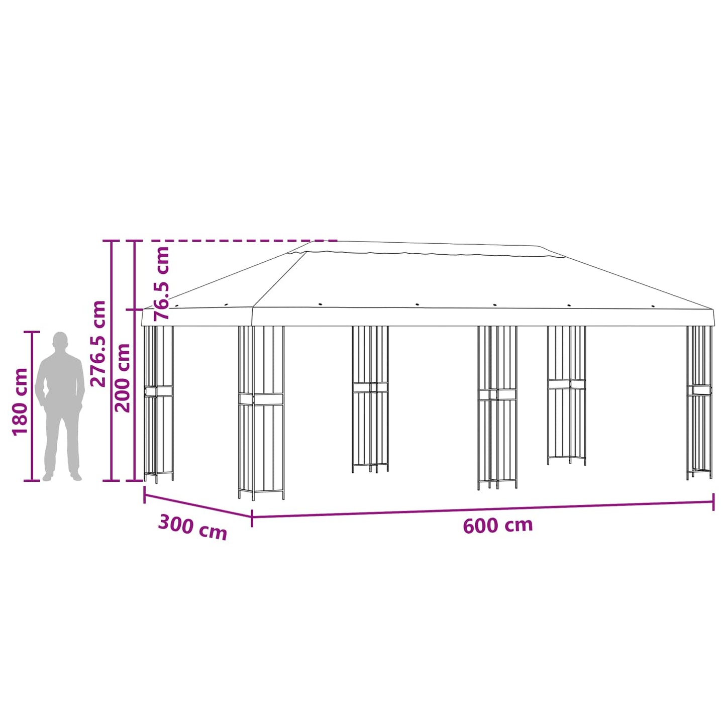 Gazebo con pareti laterali 6 x 3 m Verde Poliestere e Acciaio | homemem39