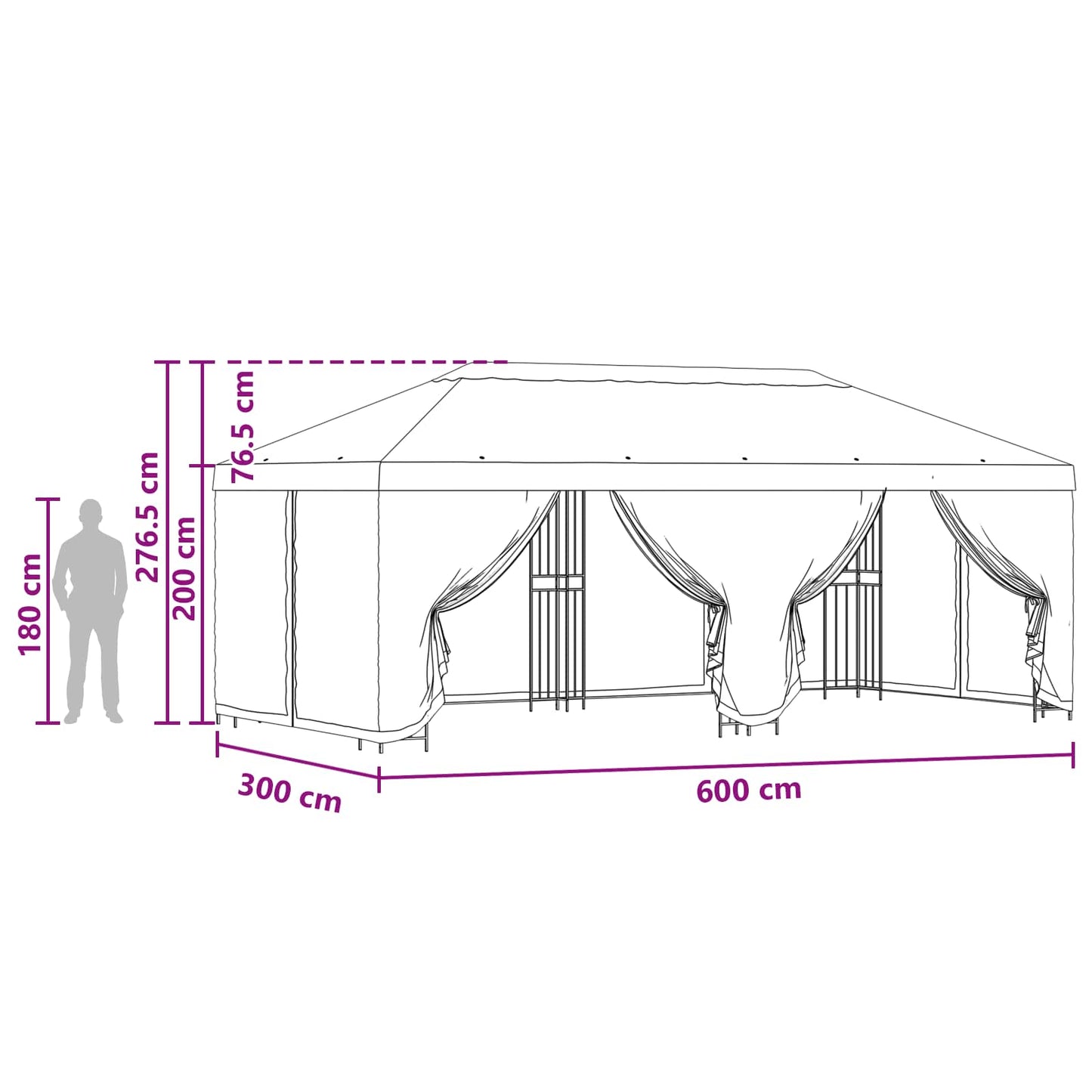 Gazebo con pareti laterali 6 x 3 m Verde Poliestere e Acciaio | homemem39