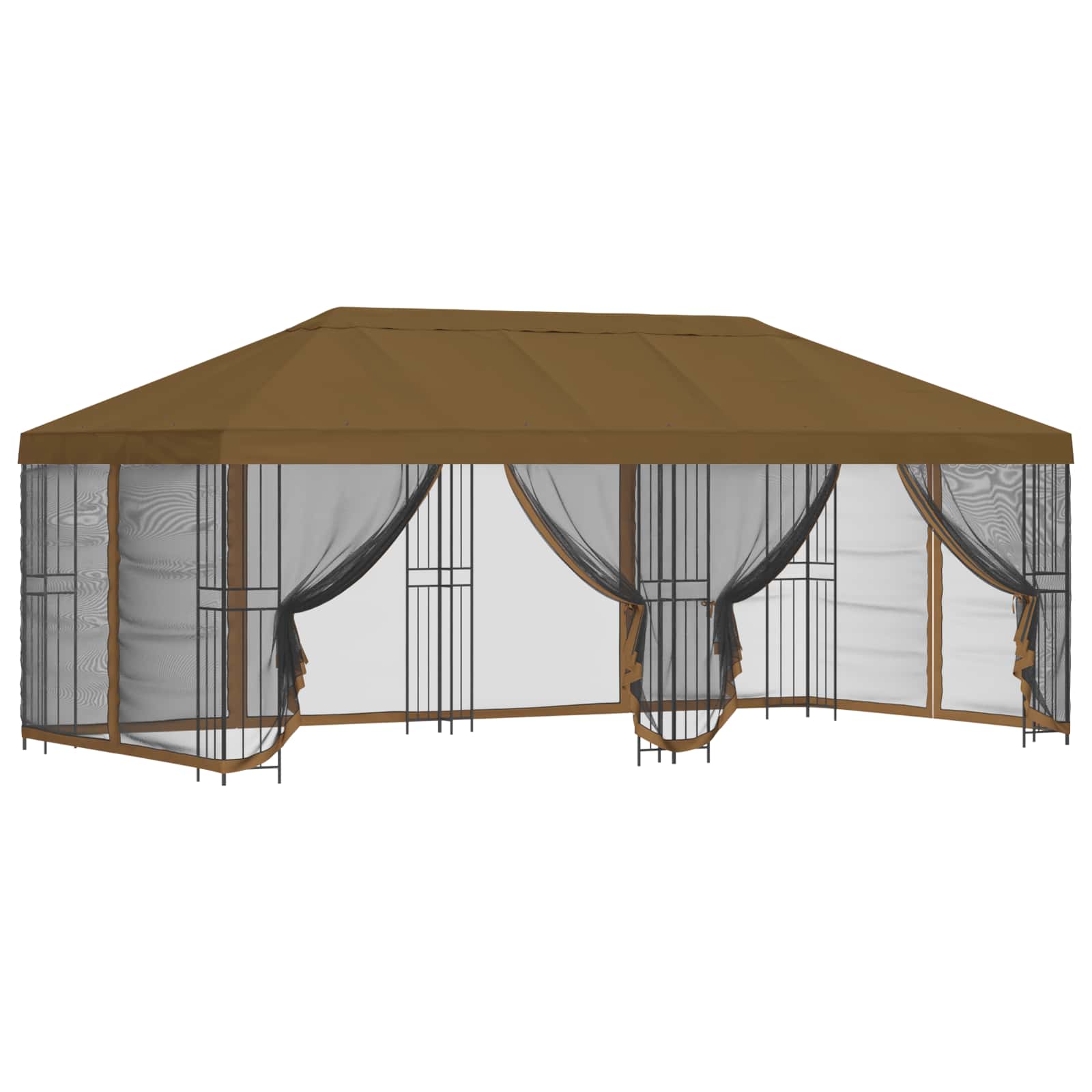 Gazebo con pareti laterali 6 x 3 m Tortora Poliestere e Acciaio | homemem39