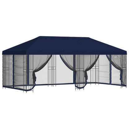 Gazebo con pareti laterali 6 x 3 m Blu Poliestere e Acciaio 190 | homemem39