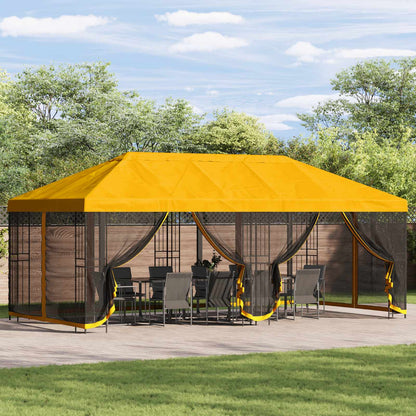 Gazebo con pareti laterali 6 x 3 m Giallo Poliestere e Acciaio | homemem39